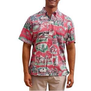 Reyn Spooner University Of Georgia Scenic Button Up Hawaiian Aloha Shirt Size XL